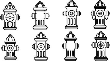 Wall Mural - set of fire hydrant vector, vector and illustration, vector style
