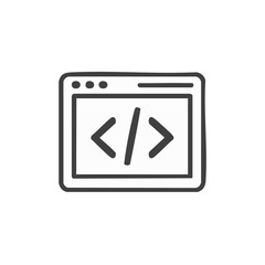 Coding Symbol Displayed on a Simplistic Browser Window Interface Website Development Programming Code