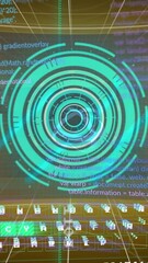 Wall Mural - The video features a animation of text, scope scanning and data processing on screens