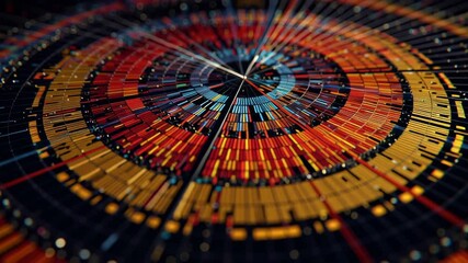 Wall Mural - colorful radial chart illustrating data analysis, processing, and visualization, emphasizing intrica