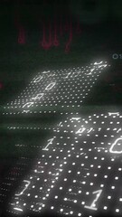 Wall Mural - binary code and circuit board animation over dark background