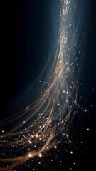Wall Mural - golden particles are gently rising on a dark background, creating a mesmerizing and elegant visual e