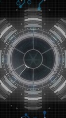Wall Mural - futuristic data processing animation over digital interface with charts and graphs