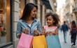 © ning - Beautiful woman and child shopping. High quality