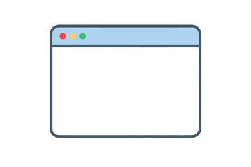 Wall Mural - modern minimalist web browser window vector, flat design, blank blue ui, simple interface, isolated 