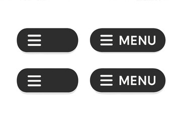 Wall Mural - modern black hamburger menu button set for website ui navigation. flat web and mobile app menu icons