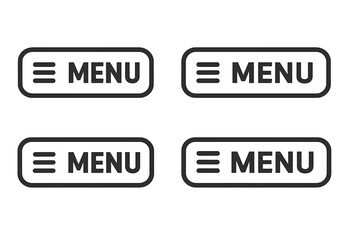 Wall Mural - set of 4 modern black menu buttons with hamburger icon for website and mobile app ui, navigation bar