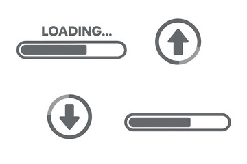 Wall Mural - modern loading bar icons set. download progress, upload process, circular and linear progress indica