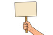 © Lukas - Hand Holding Blank Protest Sign. Activism, Demonstration, Political Revolution, Social Justice, Empty Placard for Message, Street Rally, Human Rights, Banner Mockup, Civil Rights Concept