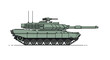 © Pixel Palette Studio - An illustration of a modern main battle tank with its turret and cannon facing right in a side profile view
