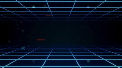 Abstract technology background with Dark blue neon grid background