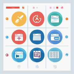 Colorful interface symbols offering a clean graphic presentation