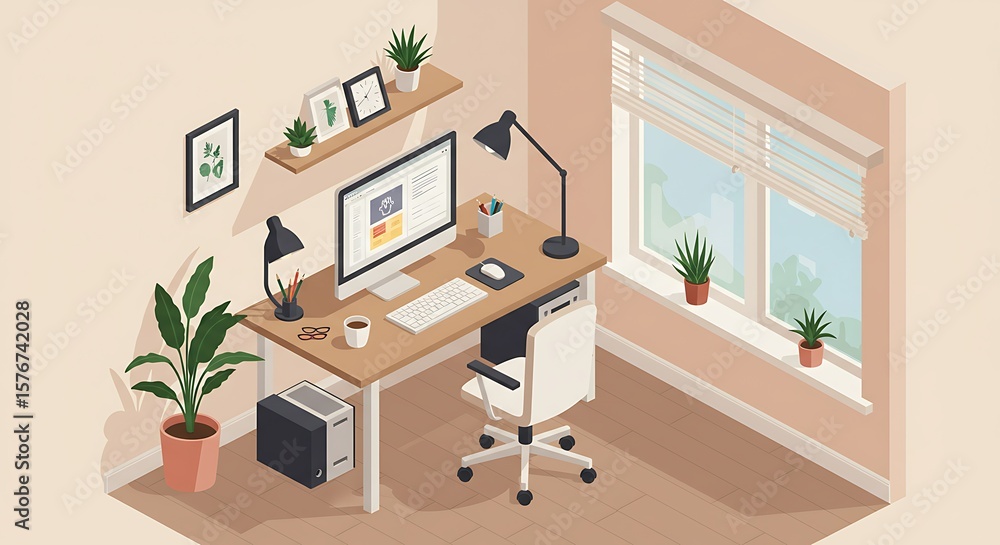 Minimalist Home Office Setup with Natural Light Modern Workspace Design ...
