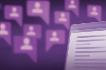 Digital communication interface with blurred social media icons.
