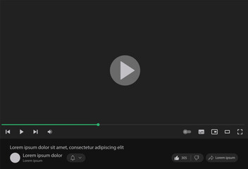social media video player screen template, mobile video player. video player mockup, app, ui ux. cha