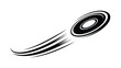 © Mst - Stylized black frisbee disc in motion with speed lines on a white background