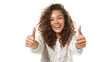 © Pule Stock - Happy young woman giving thumbs up with a bright smile.