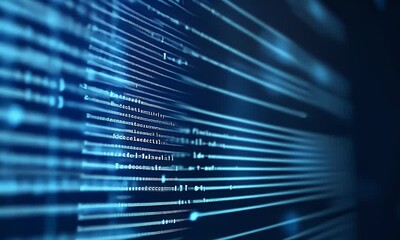 Wall Mural - a computer screen displaying lines of code, representing the software development process and coding