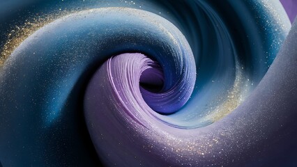 Wall Mural - swirling blue and purple abstract with golden glitter image