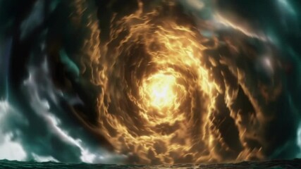 Wall Mural - Dramatic storm cloud vortex, seamless looping video with glowing center
