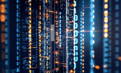 Wall Mural - abstract background with a digital circuit board and binary code. high-tech technology concept. digi