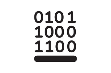 Binary Code icon silhouette vector with white background
