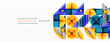 © antishock - Abstract geometric shapes, vibrant colors, modern design elements. Composition features triangles, squares, circles, overlapping forms. Clean aesthetic.