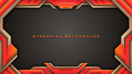 Wall Mural - Abstract Streaming Overlay Background in Orange and Brown, Gaming Style Backdrop Template for Live Streamers
