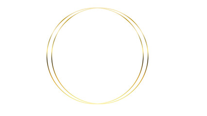 Gold ring circle golden shiny ring or swirl, round frame on transparent