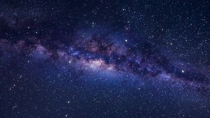 The Stars And Nebulae in Space. Galaxy exploration through outer space towards glowing milky way galaxy. 