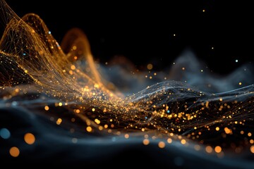 Wall Mural - digital wireframe design with glowing elements representing the flow of data in modern ai systems.