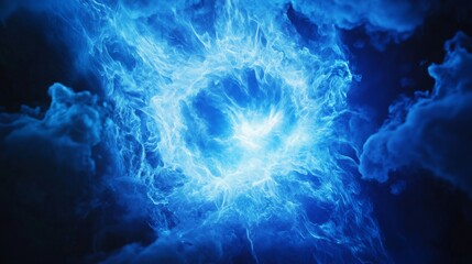 Wall Mural - a mesmerizing swirl of blue electric energy captures the imagination. an abstract vision of power an