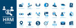 © icon - HRM icon. Containing recruitment, interview, CV, employee training, career development. Solid vector icons collection.