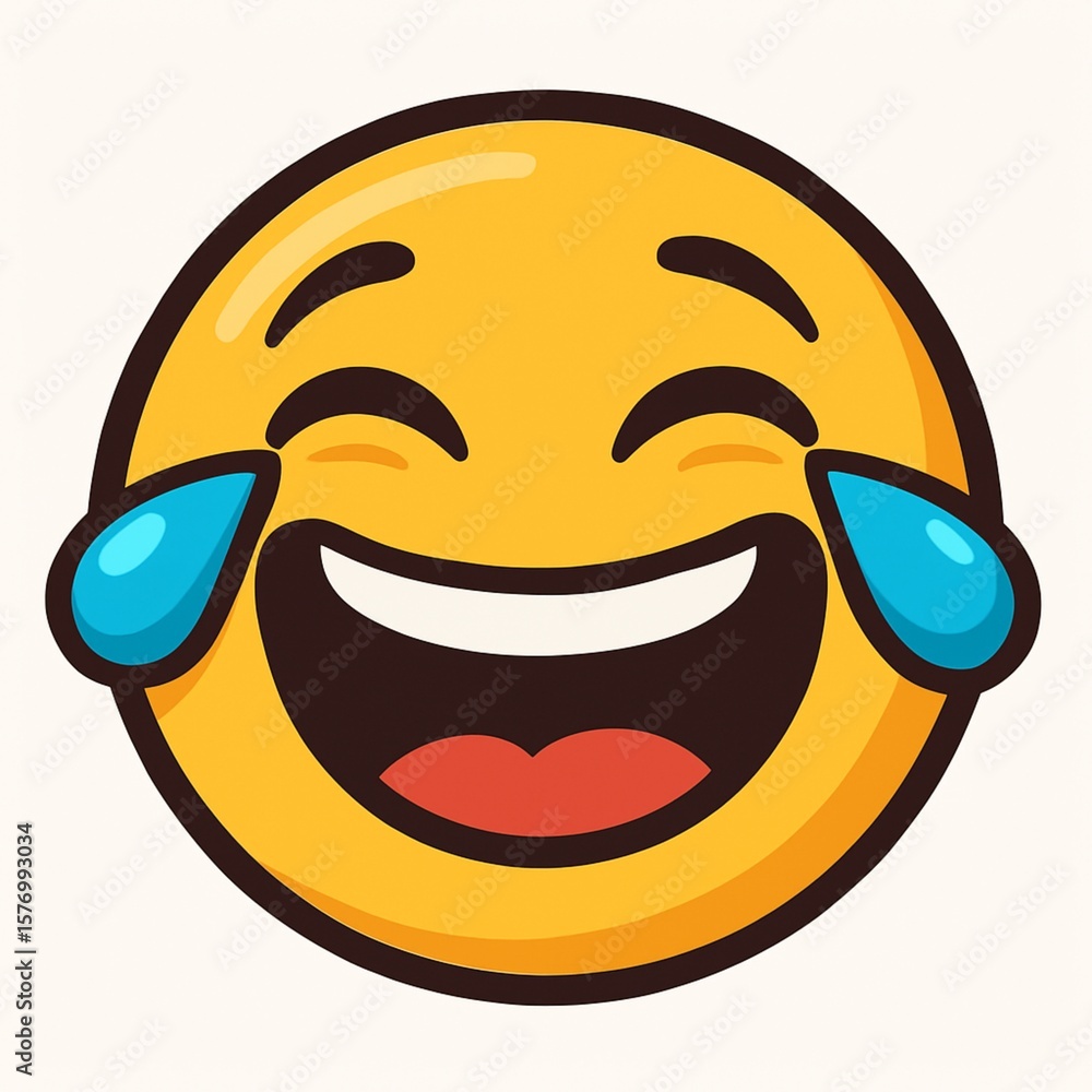 Laughing emoji with tears of joy, vector illustration.Face with tears of  joy emoji, high quality, isolated on white background Stock Photo | Adobe  Stock, image size:1000x1000