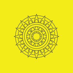 Wall Mural - abstract yellow sun symbol design, a round nature-inspired gear pattern icon