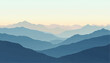 © swdesain - Serene Blue Mountain Range Landscape with Soft Pastel Sky During Sunrise