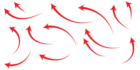 Wall Mural - curved arrows isolated on white background. curved arrows, hand drawn curved arrows. red curve arrow
