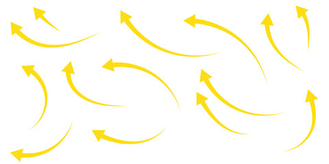 Wall Mural - curved arrows isolated on white background. curved arrows, hand drawn curved arrows. red curve arrow