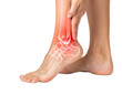 © Innovative Shots - illustration of ankle pain with red highlighted inflammation isolated on white background