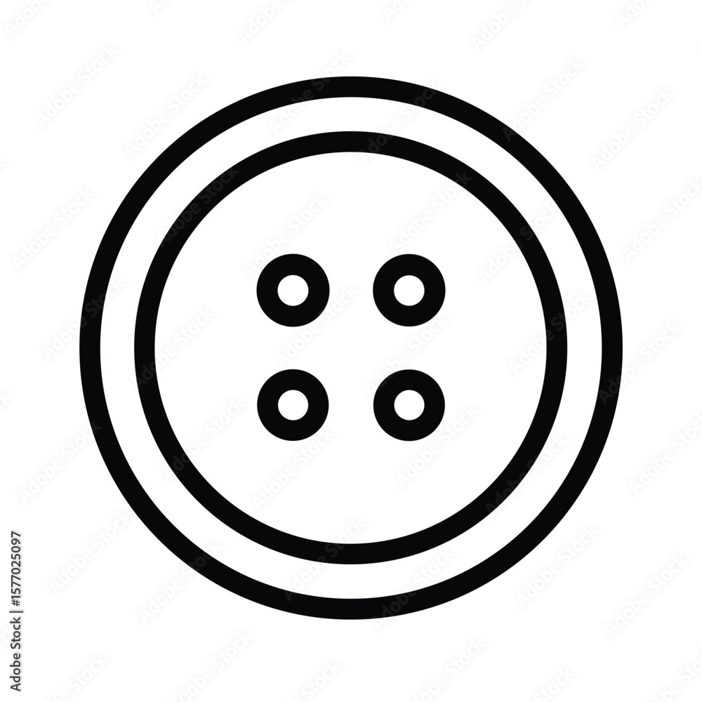 Button With Four Holes Outline Vector Illustration