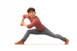 © Amrita - Man in revolved lunge twist 3D CARTOON CHARACTER of ON WHITE BACKGROUND
