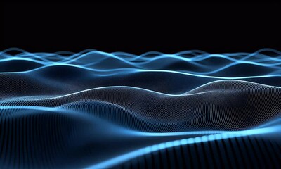 Wall Mural - abstract blue background with glowing dots and lines, a digital technology concept banner for networ