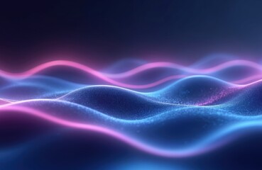 Wall Mural - Abstract blue, purple dynamic background features abstract person silhouette. Pink, blue hues outline shape of figure. Head, limbs extend outwards in movement. Dark blue gradient provides stark