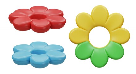 Colorful flower shaped decorative objects