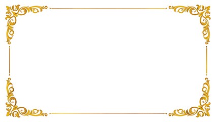 An ornate golden frame is isolated on white background