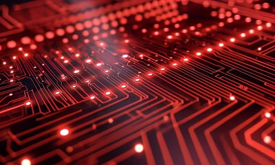 Wall Mural - abstract digital background with a circuit board and binary code, symbolizing technology and data tr