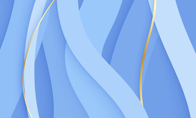 Poster - blue wave background with flowing curves and abstract water design