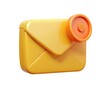 © Png store - A bright yellow 3d envelope icon with an orange notification bubble, symbolizing new email or message alerts