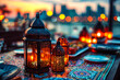© Daria - Elegant lanterns illuminating a festive outdoor dinner setting at sunset
