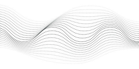 Wall Mural - wave abstract pattern. flow of black curved dotted line vector illustration isolated on white backgr
